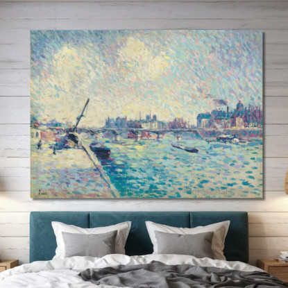 Parigi La Senna Notre-Dame In Lontananza Maximilien Luce mlc76 quadro stampato su tela
