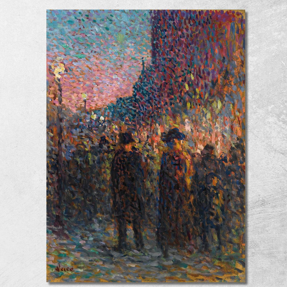 Parigi I Boulevard Di Notte Maximilien Luce mlc79 quadro stampato su tela