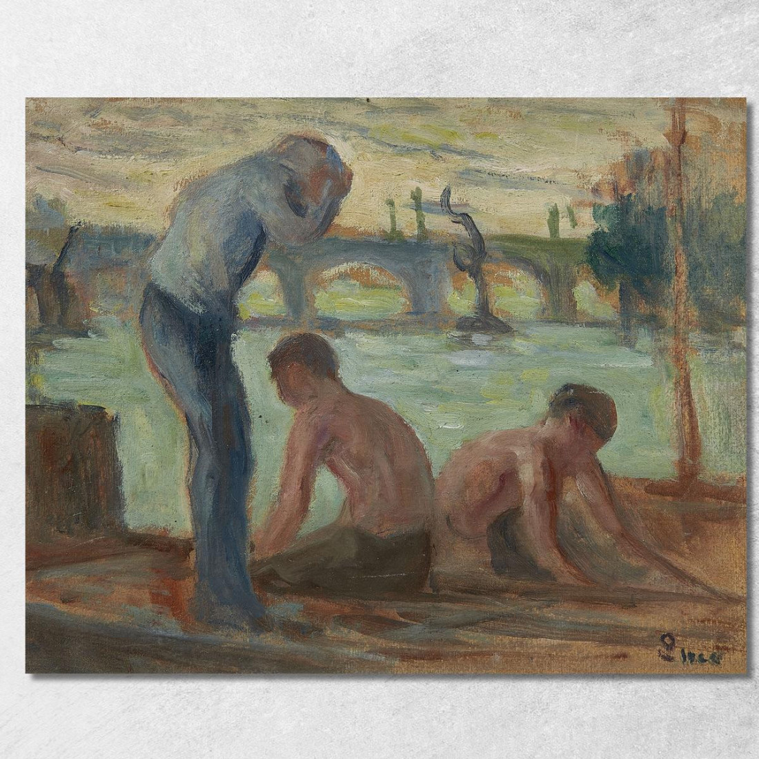 Personaggi Sulla Riva Della Senna Maximilien Luce mlc87 quadro stampato su tela