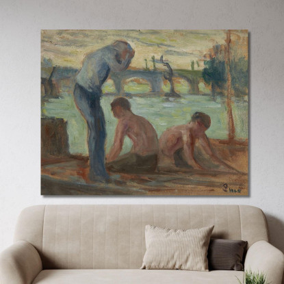 Personaggi Sulla Riva Della Senna Maximilien Luce mlc87 quadro stampato su tela