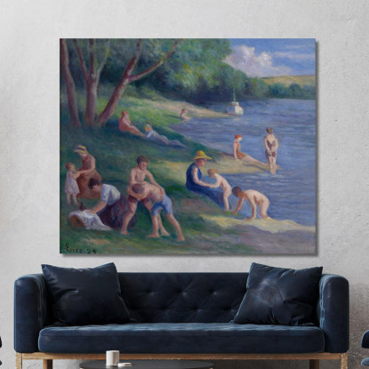 Spiaggia A Méricourt Maximilien Luce mlc90 quadro stampato su tela