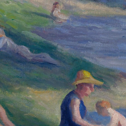 Spiaggia A Méricourt Maximilien Luce mlc90 quadro stampato su tela