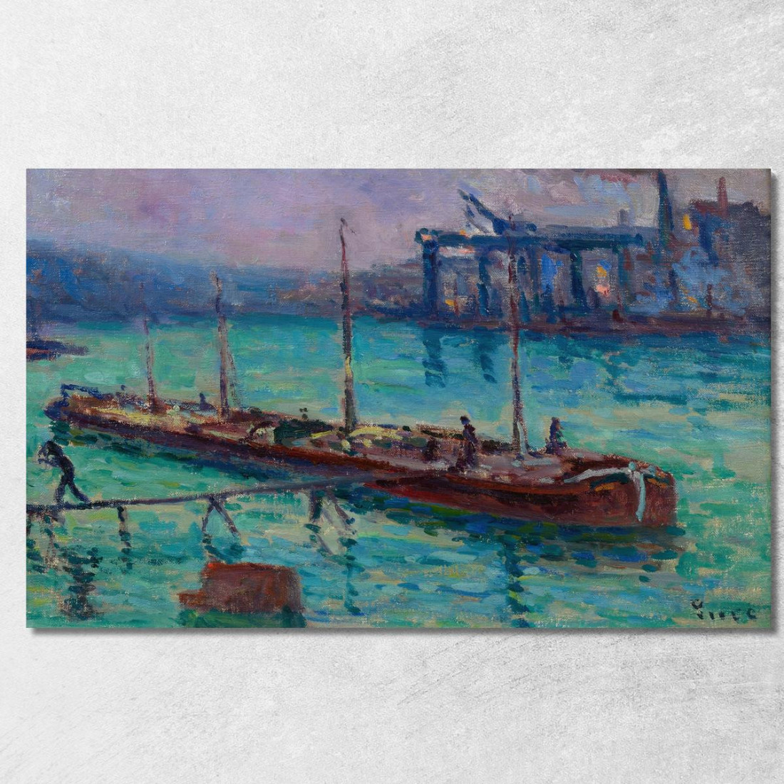 Chiatta Sulla Riva Della Senna Maximilien Luce mlc94 quadro stampato su tela