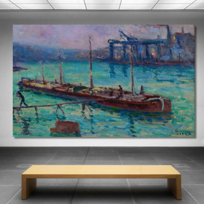 Chiatta Sulla Riva Della Senna Maximilien Luce mlc94 quadro stampato su tela