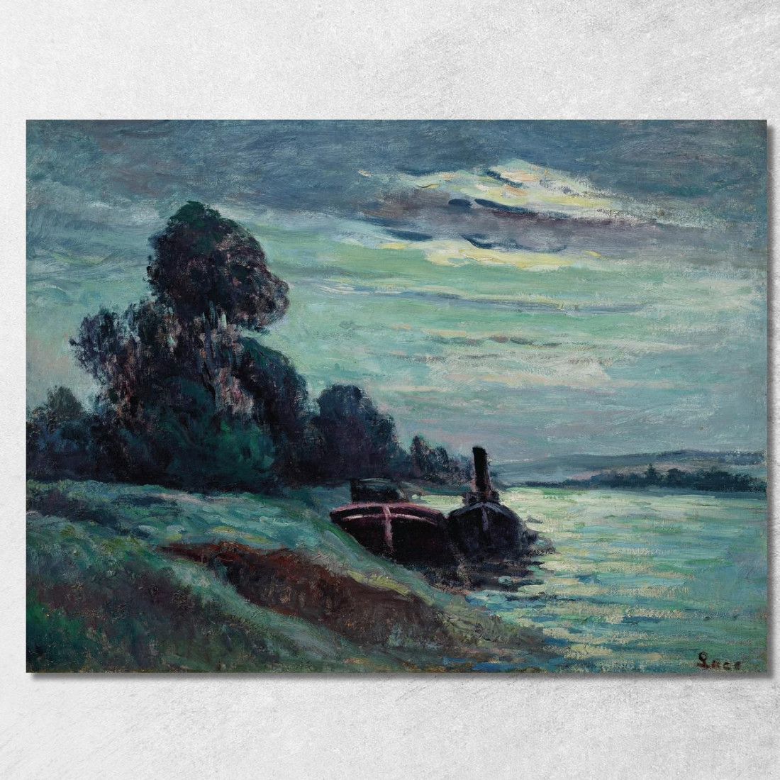 Chiatte Sulla Senna Maximilien Luce mlc95 quadro stampato su tela