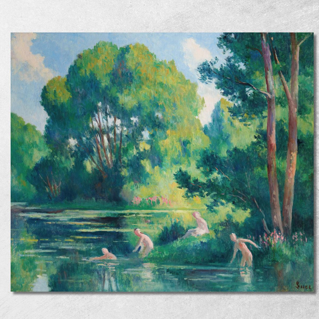 Rolleboise Bagno Nel Piccolo Braccio Della Senna Maximilien Luce mlc96 quadro stampato su tela