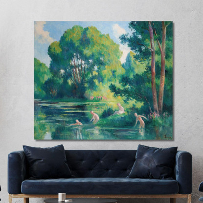 Rolleboise Bagno Nel Piccolo Braccio Della Senna Maximilien Luce mlc96 quadro stampato su tela