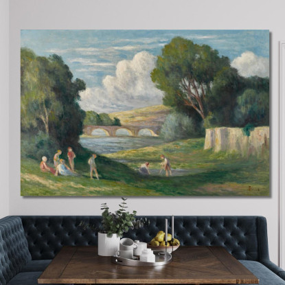 Rolleboise Bagnanti Vicino Al Braccio Della Senna Maximilien Luce mlc97 quadro stampato su tela