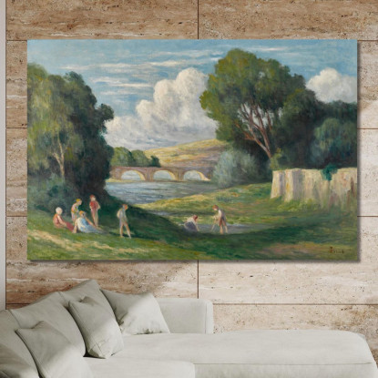 Rolleboise Bagnanti Vicino Al Braccio Della Senna Maximilien Luce mlc97 quadro stampato su tela