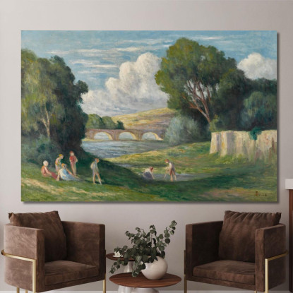 Rolleboise Bagnanti Vicino Al Braccio Della Senna Maximilien Luce mlc97 quadro stampato su tela