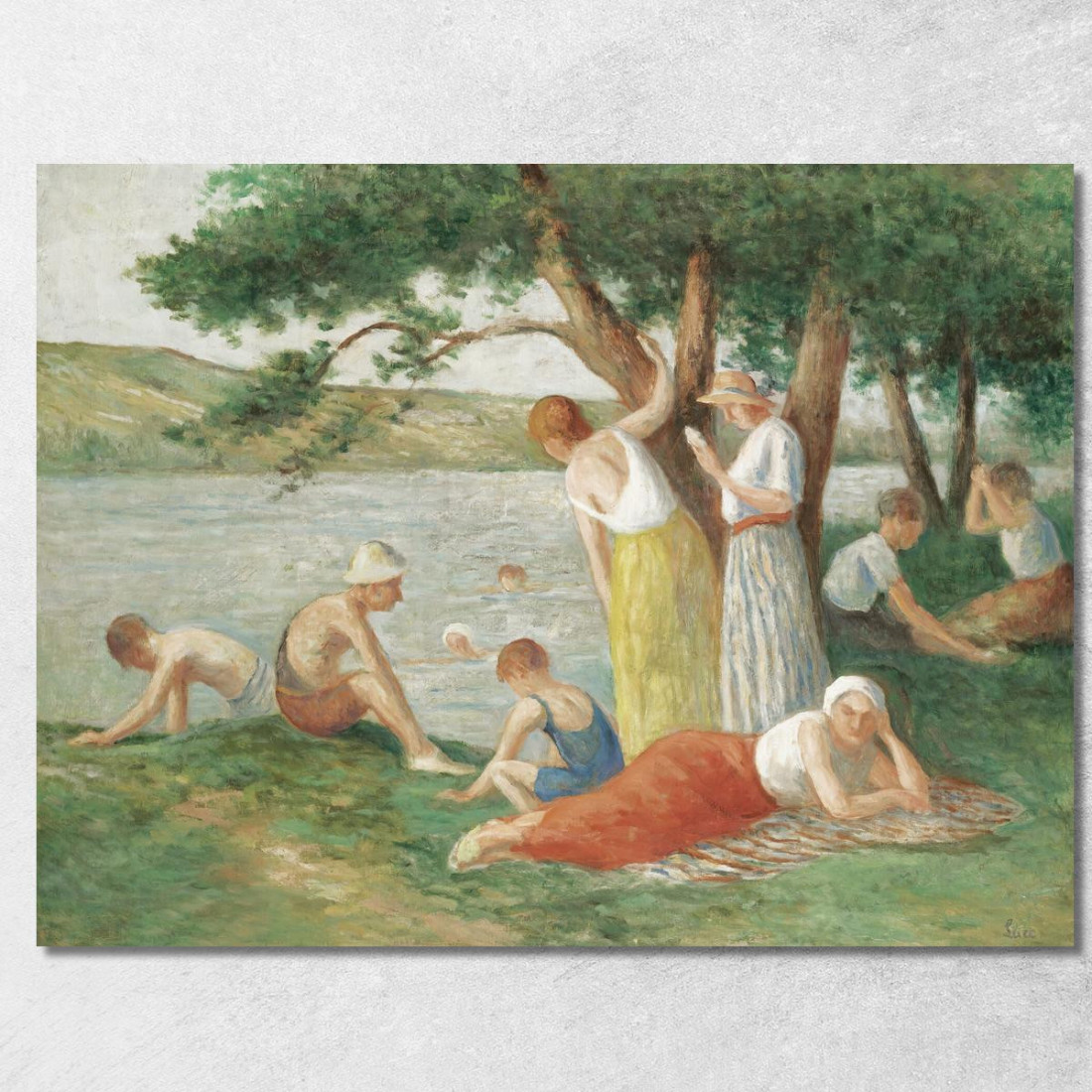 Rolleboise Il Bagno Maximilien Luce mlc98 quadro stampato su tela