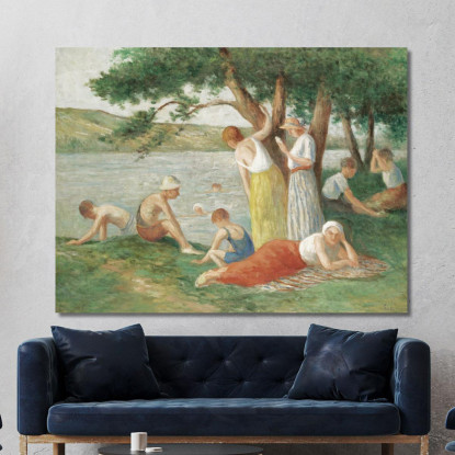 Rolleboise Il Bagno Maximilien Luce mlc98 quadro stampato su tela