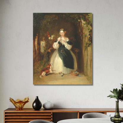 Una Giovane Donna Che Intreccia I Capelli William Powell Frith wpf2 quadro stampato su tela
