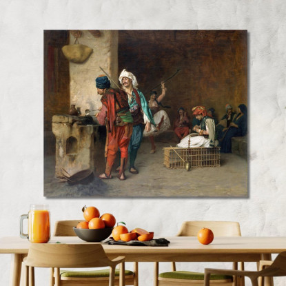 Cafe House Cairo Casting Bullets Jean-Léon Gérôme jlg31 quadro stampato su tela