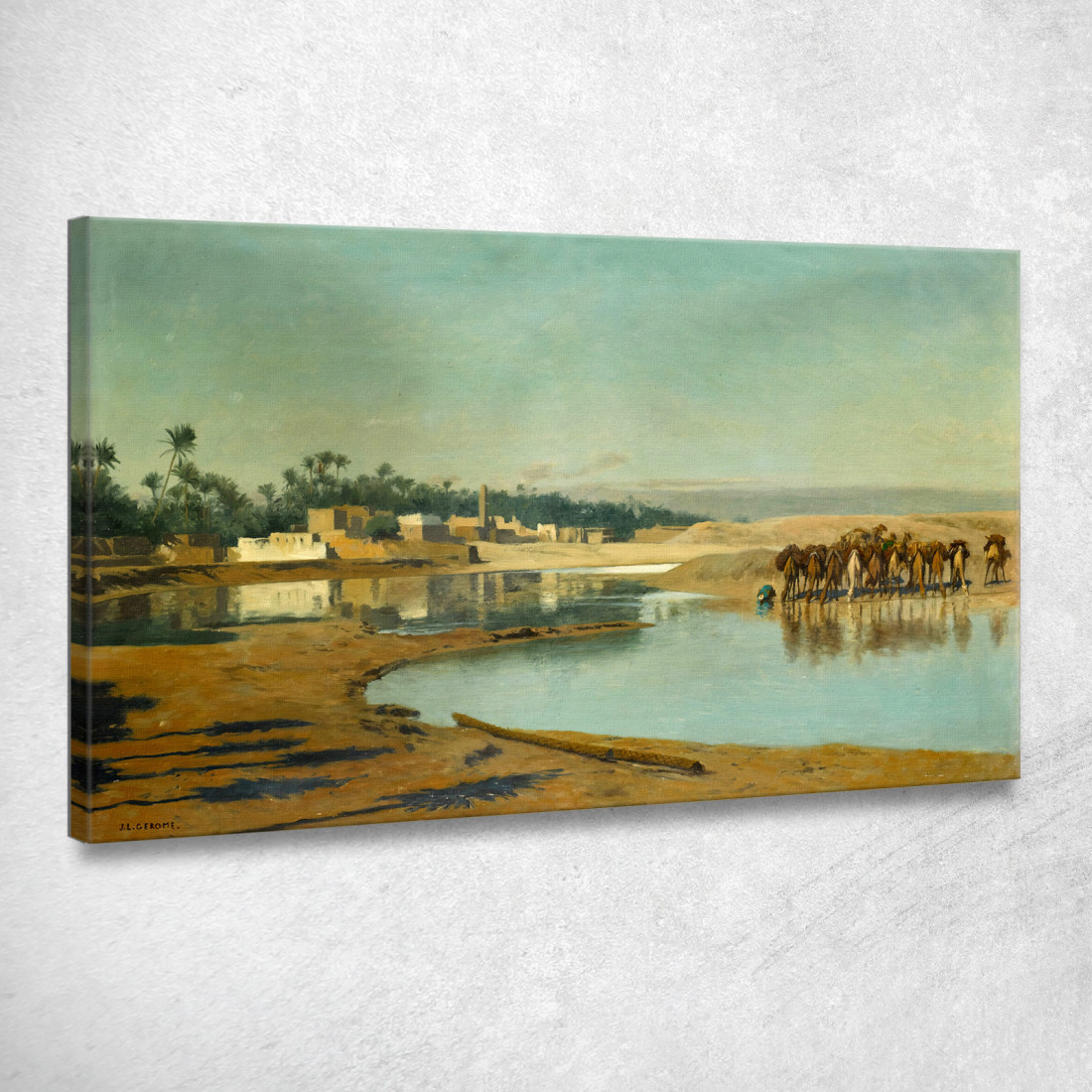 Cammelli Che Si Abbeverano Nel Deserto Jean-Léon Gérôme jlg32 quadro stampato su tela