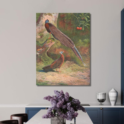 Fagiano Argus Malese Archibald Thorburn ath64 quadro stampato su tela