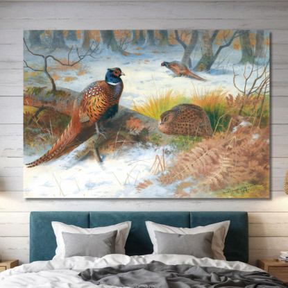 Fagiani Nella Neve Archibald Thorburn ath83 quadro stampato su tela