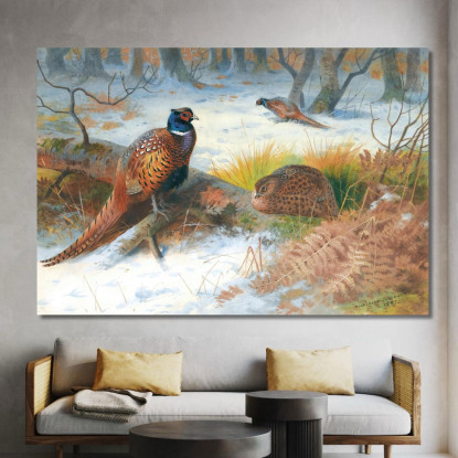 Fagiani Nella Neve Archibald Thorburn ath83 quadro stampato su tela
