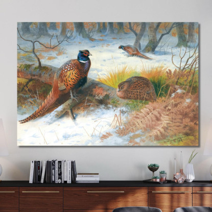 Fagiani Nella Neve Archibald Thorburn ath83 quadro stampato su tela