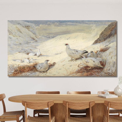 Pernice Bianca In Piumaggio Invernale Archibald Thorburn ath85 quadro stampato su tela