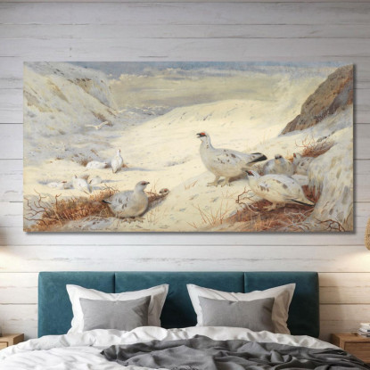 Pernice Bianca In Piumaggio Invernale Archibald Thorburn ath85 quadro stampato su tela