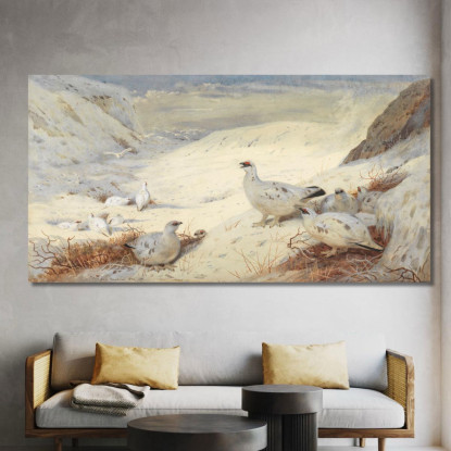 Pernice Bianca In Piumaggio Invernale Archibald Thorburn ath85 quadro stampato su tela