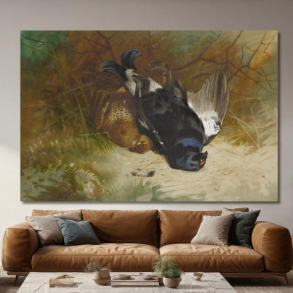 Natura Morta Con Una Coppia Di Galli Forcelli Archibald Thorburn ath94 quadro stampato su tela