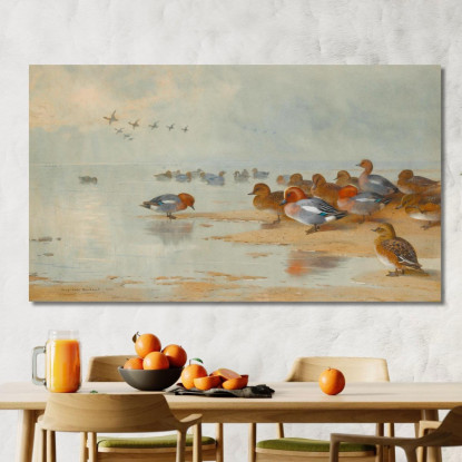 Fischione E Alzavola Sulla Riva Dell'Acqua Archibald Thorburn ath110 quadro stampato su tela