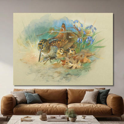 Beccaccia Con I Piccoli Archibald Thorburn ath116 quadro stampato su tela
