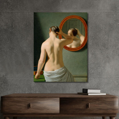 Una Donna Nuda Che Si Pettina Davanti A Uno Specchio Christoffer Wilhelm Eckersberg cwe3 quadro stampato su tela