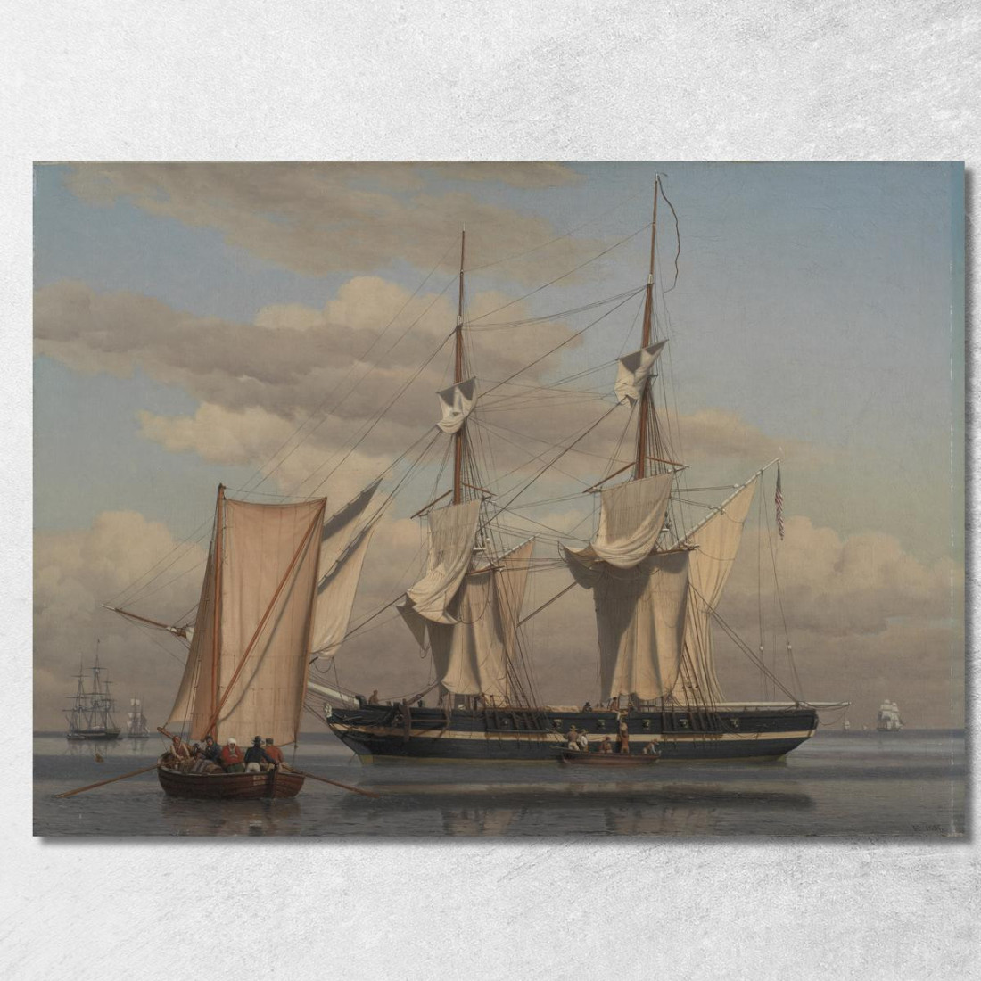 Un Brigantino Della Marina Americana All'Ancora Mentre Le Sue Vele Si Asciugano Christoffer Wilhelm Eckersberg cwe14 quadro sta