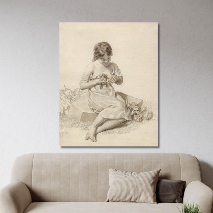 Una Piccola Ragazza Che Si È Punta Il Dito Con Una Spina Di Rosa Christoffer Wilhelm Eckersberg cwe23 quadro stampato su tela