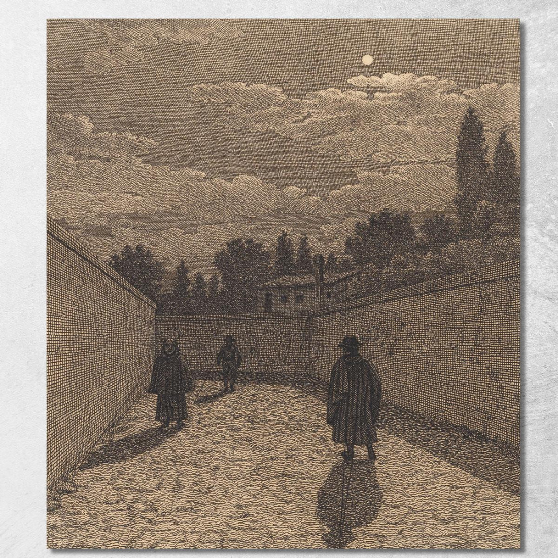 Chiaro Di Luna Su Una Strada Con Tre Figure Christoffer Wilhelm Eckersberg cwe41 quadro stampato su tela
