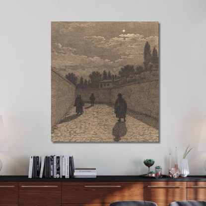Chiaro Di Luna Su Una Strada Con Tre Figure Christoffer Wilhelm Eckersberg cwe41 quadro stampato su tela