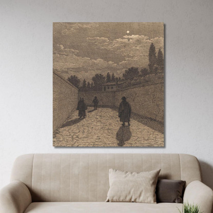 Chiaro Di Luna Su Una Strada Con Tre Figure Christoffer Wilhelm Eckersberg cwe41 quadro stampato su tela