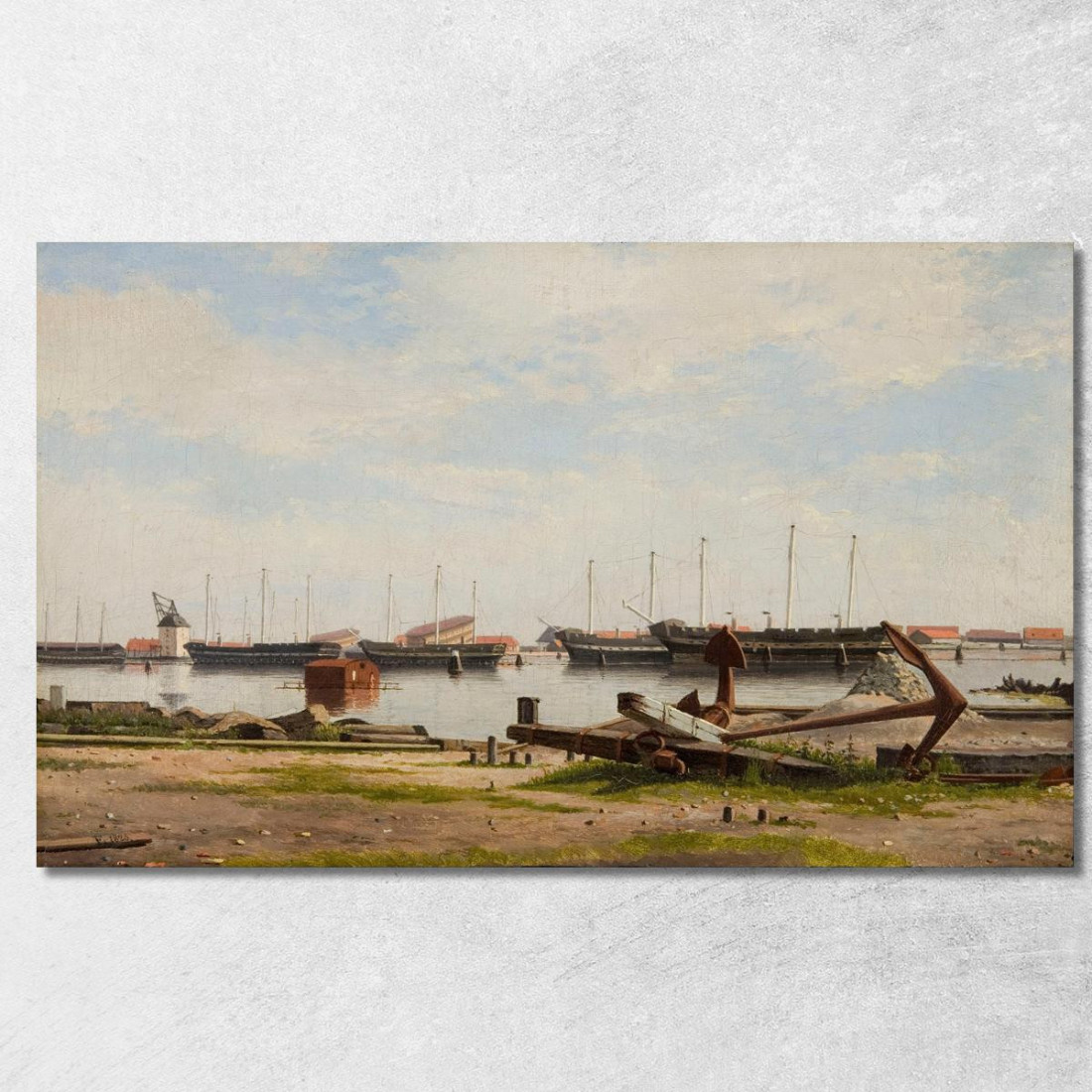 Parte Di Nyholm Con La Gru E Alcune Navi Da Guerra Christoffer Wilhelm Eckersberg cwe42 quadro stampato su tela