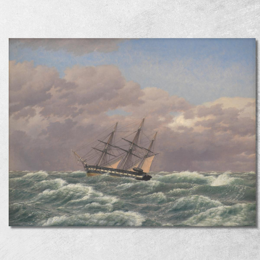 La Corvetta Galathea In Una Tempesta Nel Mare Del Nord Christoffer Wilhelm Eckersberg cwe73 quadro stampato su tela