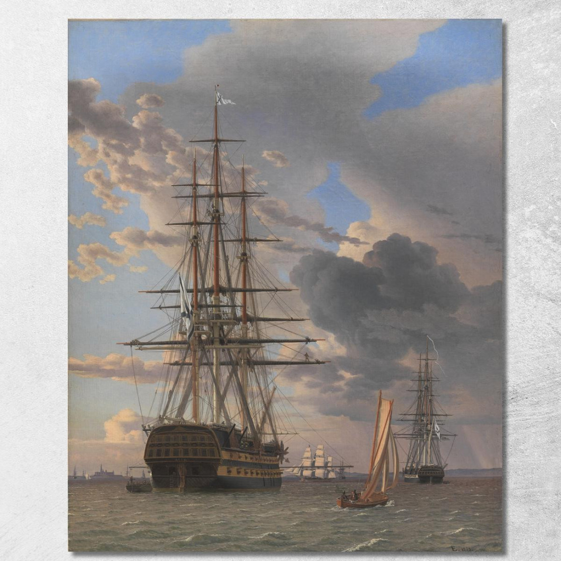 La Nave Da Guerra Russa Asow E Una Fregata All'Ancora Vicino A Elsinore Christoffer Wilhelm Eckersberg cwe80 quadro stampato su