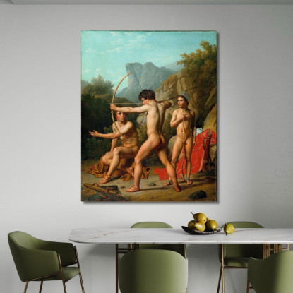 Tre Ragazzi Spartani Che Praticano Il Tiro Con L'Arco Christoffer Wilhelm Eckersberg cwe83 quadro stampato su tela