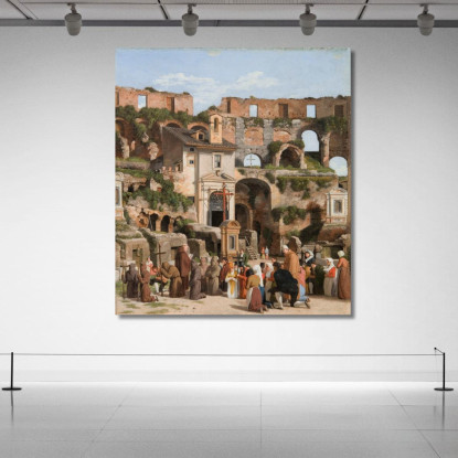 Veduta Dell'Interno Del Colosseo 2 Christoffer Wilhelm Eckersberg cwe97 quadro stampato su tela