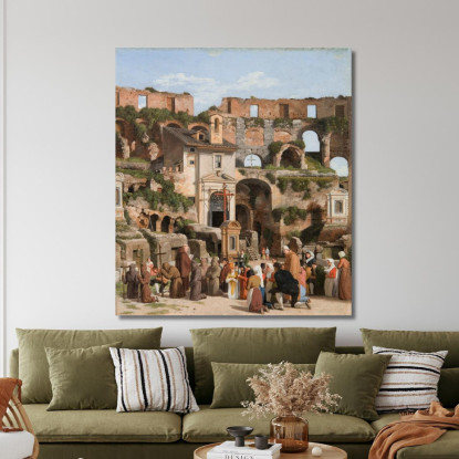 Veduta Dell'Interno Del Colosseo 2 Christoffer Wilhelm Eckersberg cwe97 quadro stampato su tela