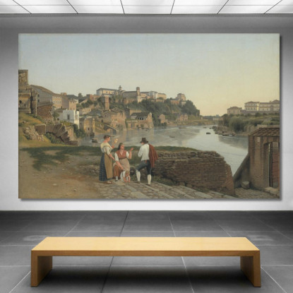 Veduta Del Tevere Verso Il Colle Aventino A Roma Christoffer Wilhelm Eckersberg cwe99 quadro stampato su tela