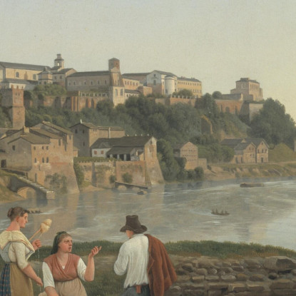 Veduta Del Tevere Verso Il Colle Aventino A Roma Christoffer Wilhelm Eckersberg cwe99 quadro stampato su tela