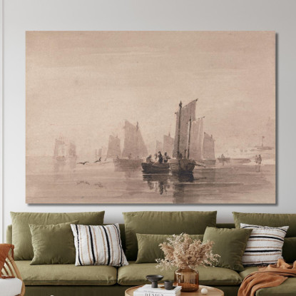 Pescando Al Largo Di Hastings David Cox dcx16 quadro stampato su tela