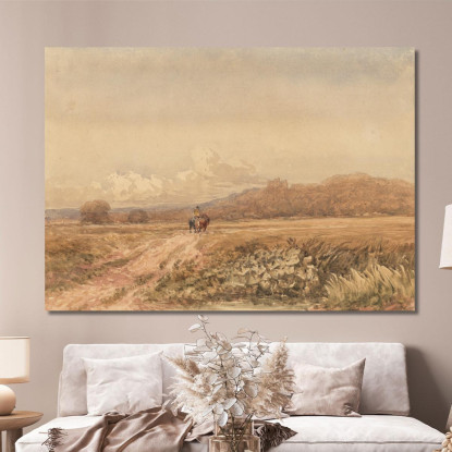 Cavaliere Su Un Sentiero Vicino Al Castello Di Bolsover Derbyshire David Cox dcx25 quadro stampato su tela