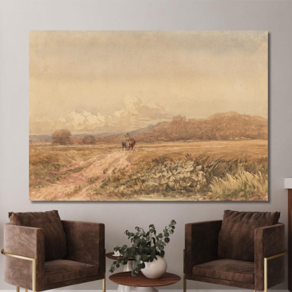 Cavaliere Su Un Sentiero Vicino Al Castello Di Bolsover Derbyshire David Cox dcx25 quadro stampato su tela
