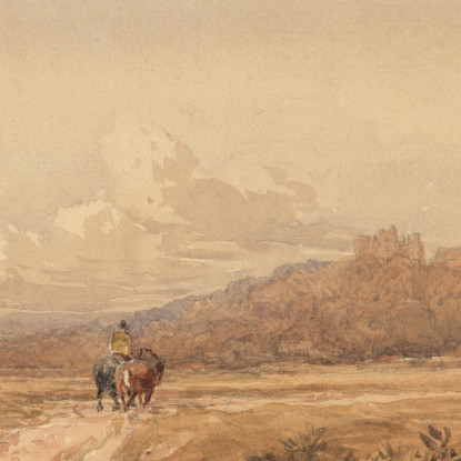 Cavaliere Su Un Sentiero Vicino Al Castello Di Bolsover Derbyshire David Cox dcx25 quadro stampato su tela