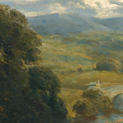 Paesaggio Con Una Vista Lontana Dell'Abbazia Di Bolton Yorkshire E Del Fiume Wharfe David Cox dcx27 quadro stampato su tela