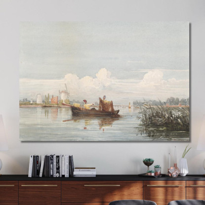 Il Tamigi A Battersea David Cox dcx50 quadro stampato su tela