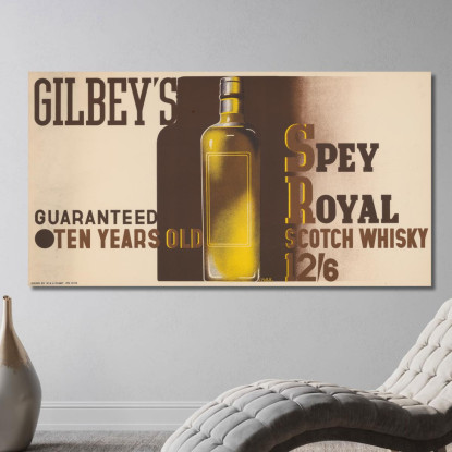 Whisky Scozzese Spey Royal Di Gilbey Edward McKnight Kauffer emk6 quadro stampato su tela